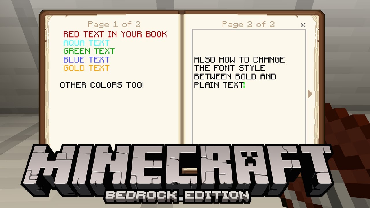 COLORED TEXT FOR BOOK AND QUILL (MINECRAFT BEDROCK)