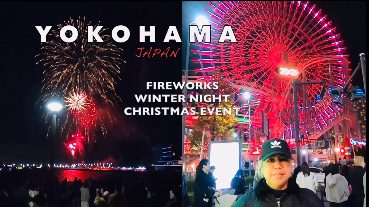 Amazing  YOKOHAMA  FIREWORKS Illumination  NIGHT WALK  Winter Christmas Events  2024  YR4#45