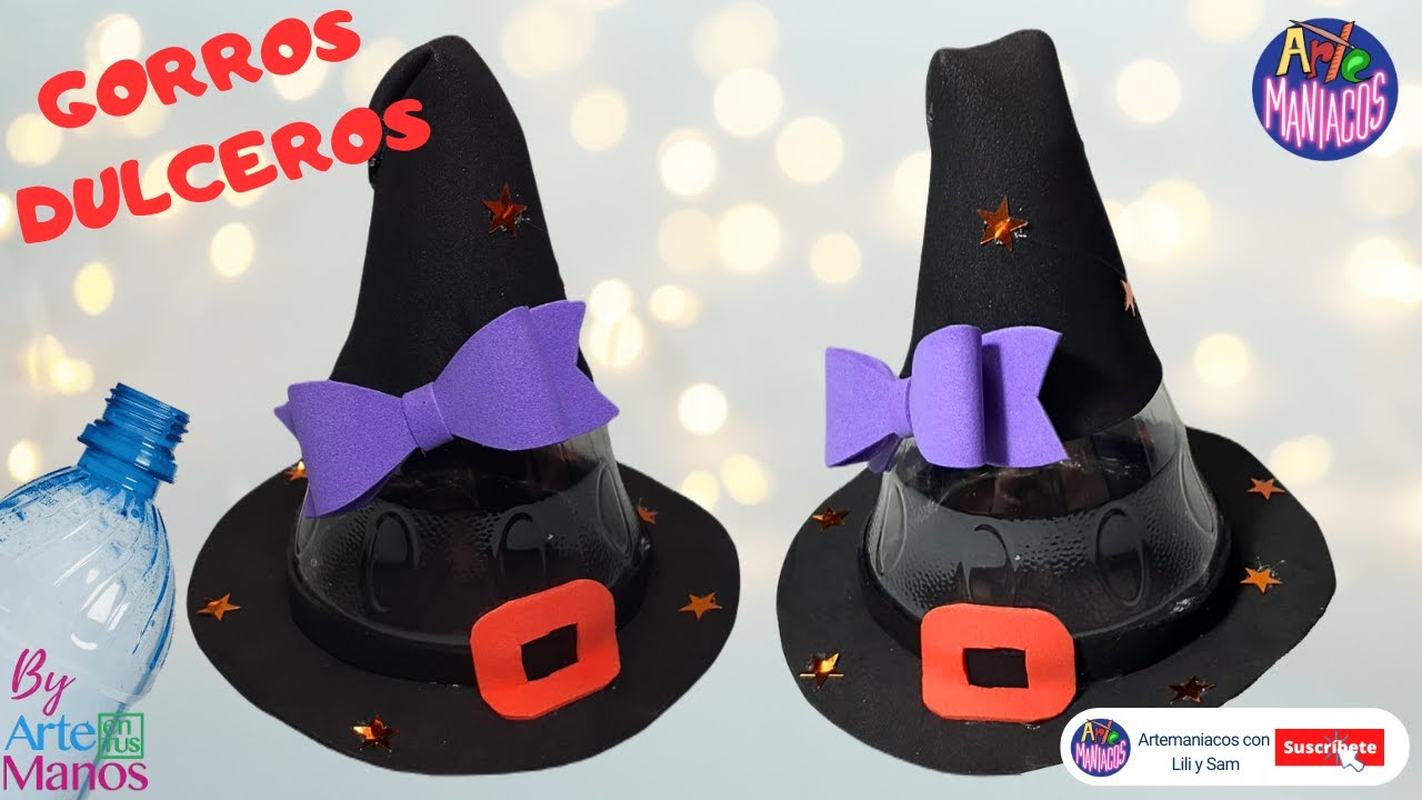🔴Cómo Hacer DULCEROS PARA HALLOWEEN, Sombrero Brujita Fácil Con Artemaníacos