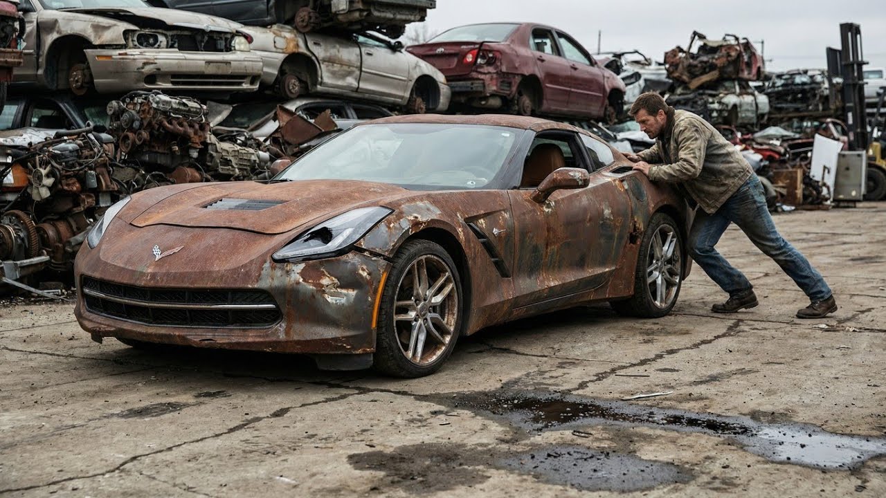 ASMR Car Restoration Simulation Chevrolet Corvette | Satisfying Rust Removal & Sanding