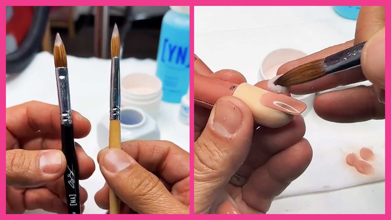 YN NAIL SCHOOL:  How To Use Small & Large Brushes For Acrylic Nails