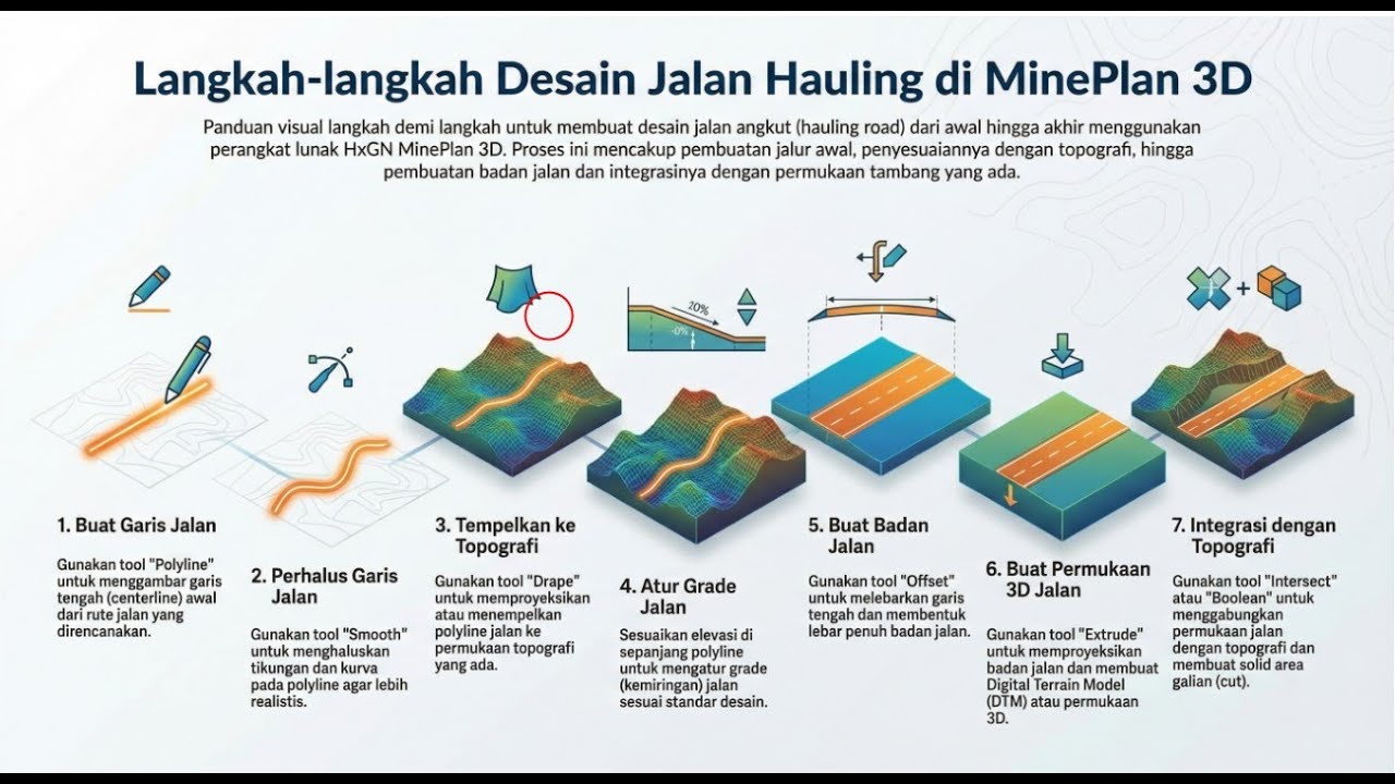 Tutuorial Minesight Mineplan 3D Membuat Jalan (Hauling road) part 1