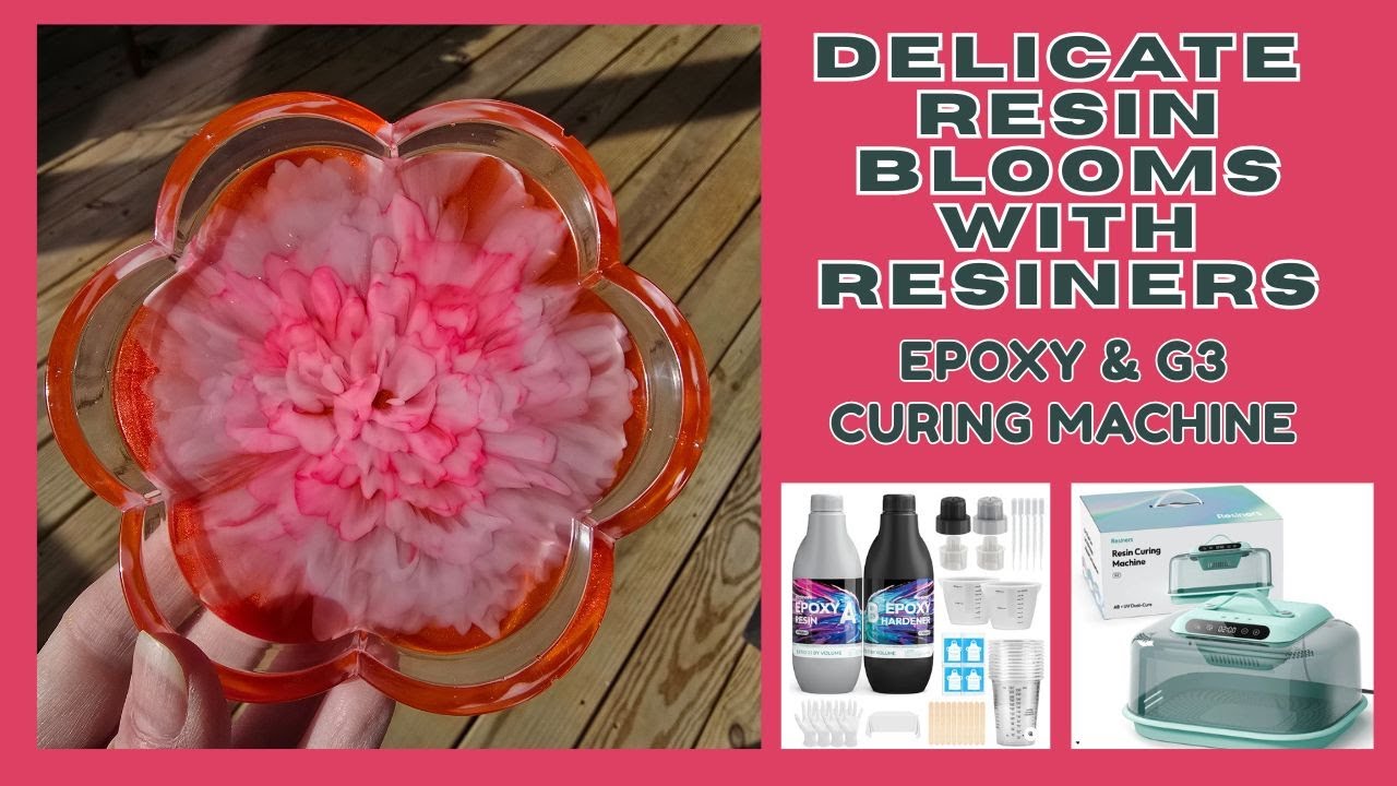Pink & Red Resin Blooms in Dimensional Coaster Mold with Resiners Epoxy & Curing Machine