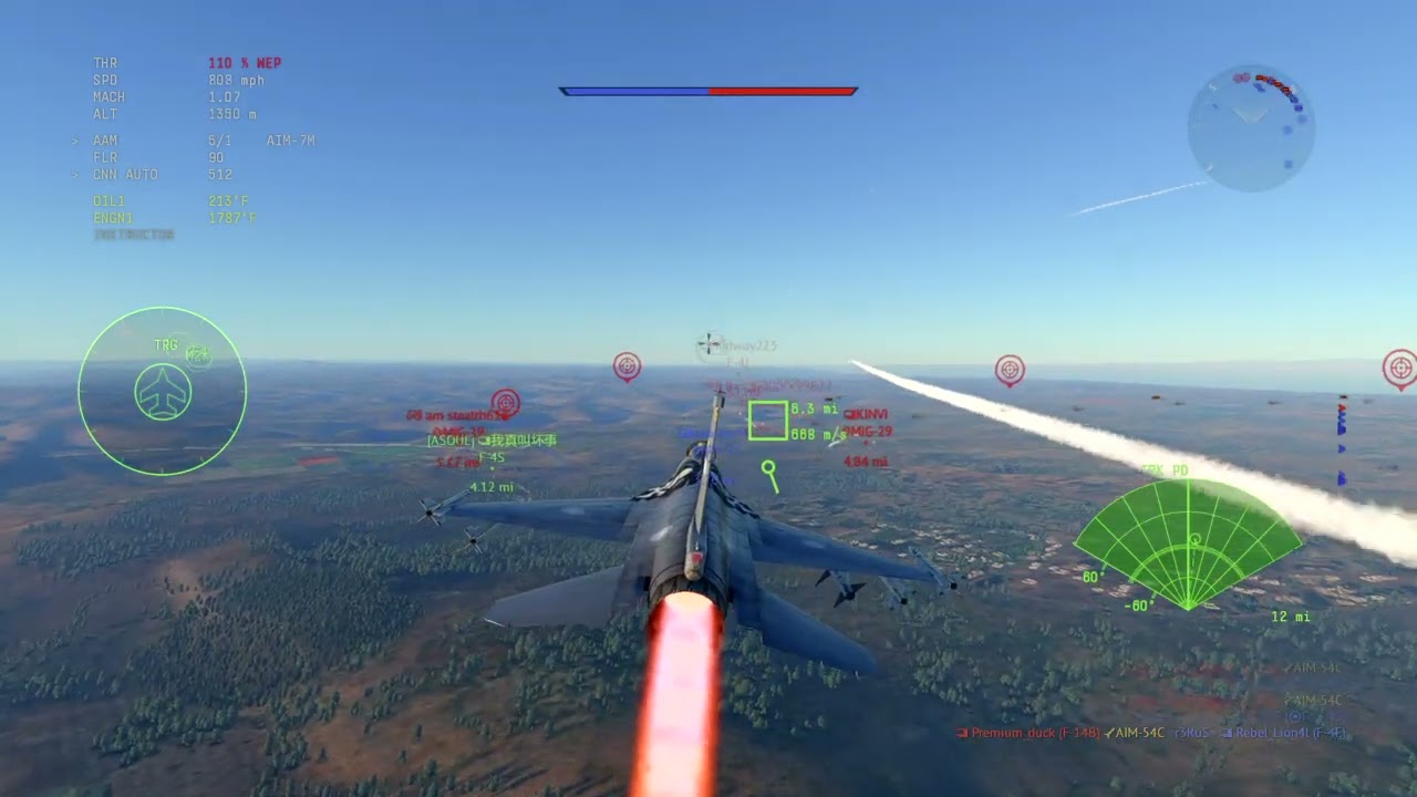 War Thunder F-16A AIM 7M 7 mile sniper shot