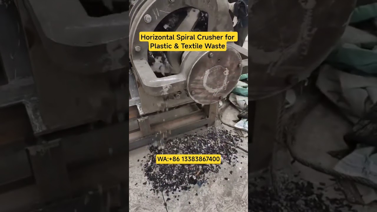 Horizontal Spiral Crusher | Plastic Waste, PP Woven Bags, Polyester & Clothing Shredder Machine