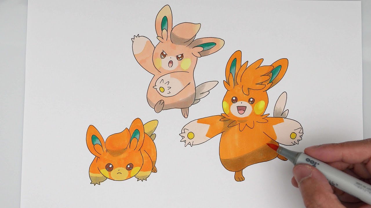 How to draw Pokemon No.921 Pawmi, No.922 Pawmo, No.923 Pawmot