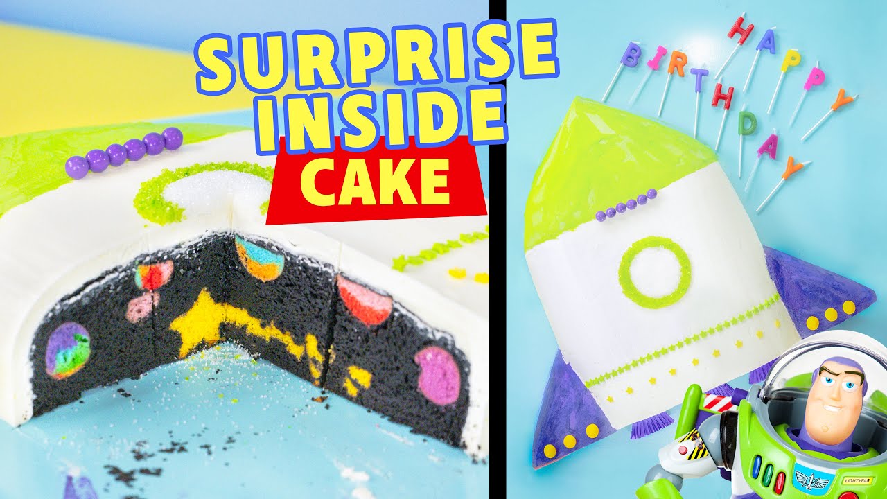 Galaxy inside rocket birthday cake
