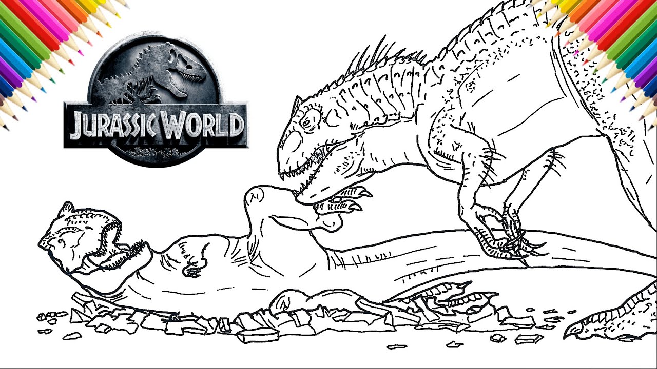 T-Rex vs Indominus-Rex Drawing and Coloring | Jurassic World