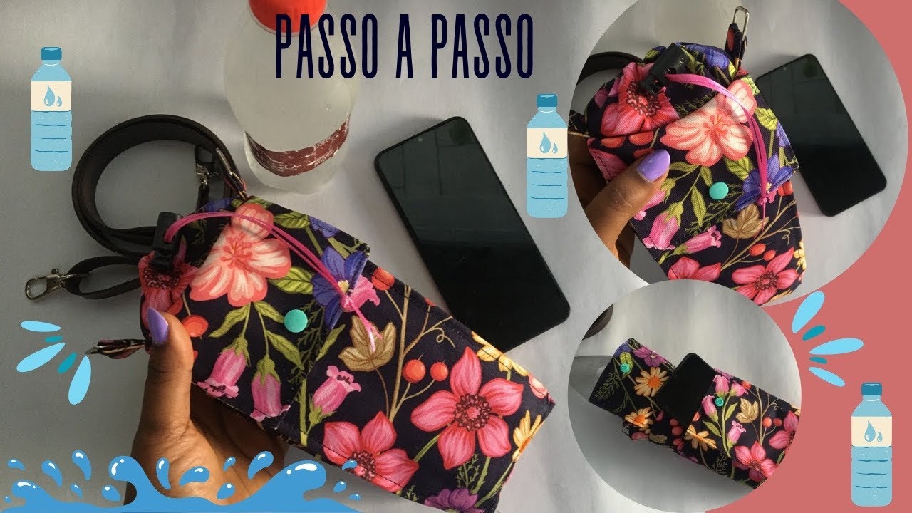 ❤️ PORTA GARRAFA DE ÁGUA COM BOLSO DE CELULAR | Passo a Passo Fácil