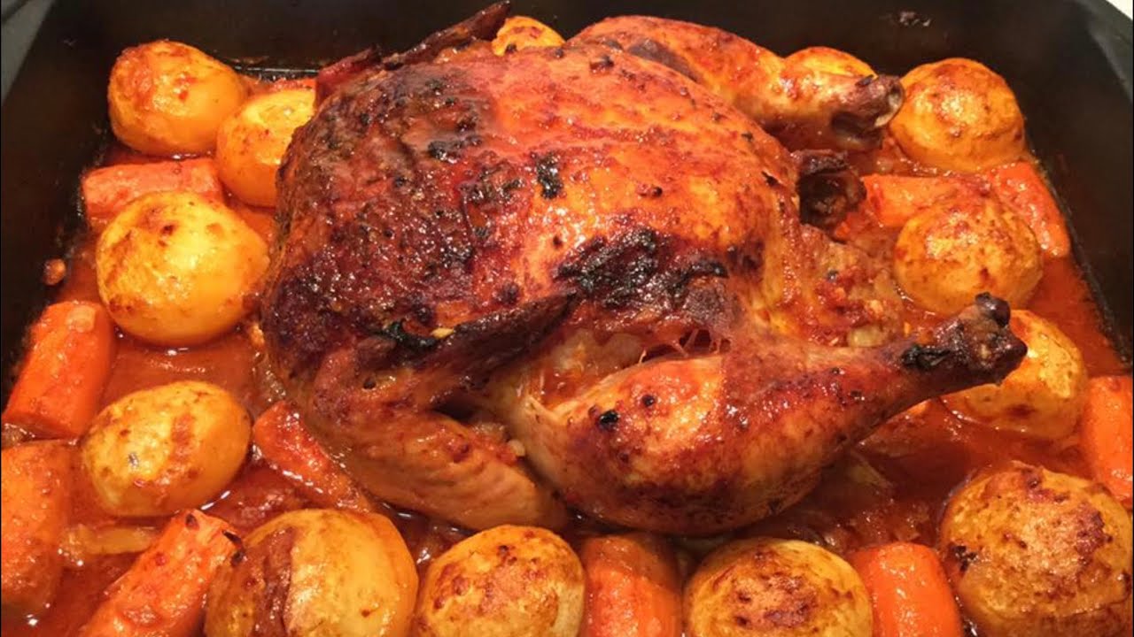 Frango Assado no Forno com Batata e Cenoura !
