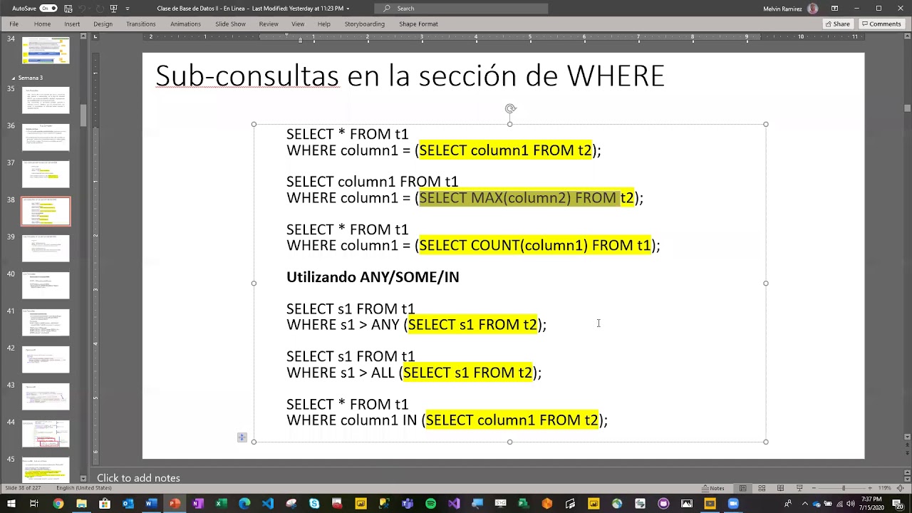 Subconsultas en SELECT/FROM/WHERE   Introducción