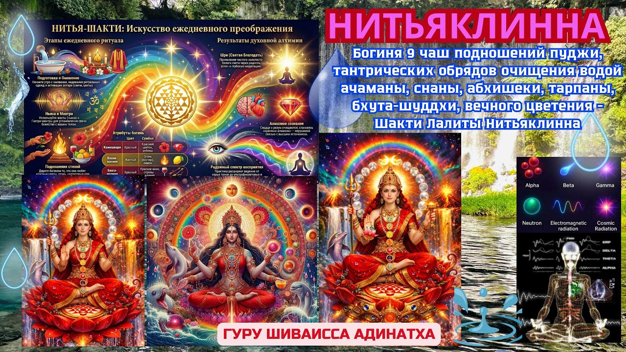 Шакти Лалиты Нитьяклинна - Богиня вечного цветения, 9 чаш подношений пуджи. Гуру Шиваисса Адинатха.