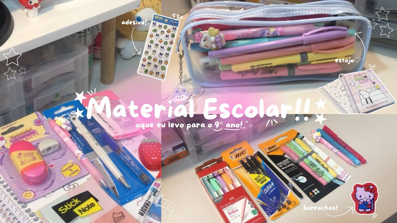 ۶ৎ⋆.˚ MATERIAL ESCOLAR! || oque eu levo pra escola!🎨☆