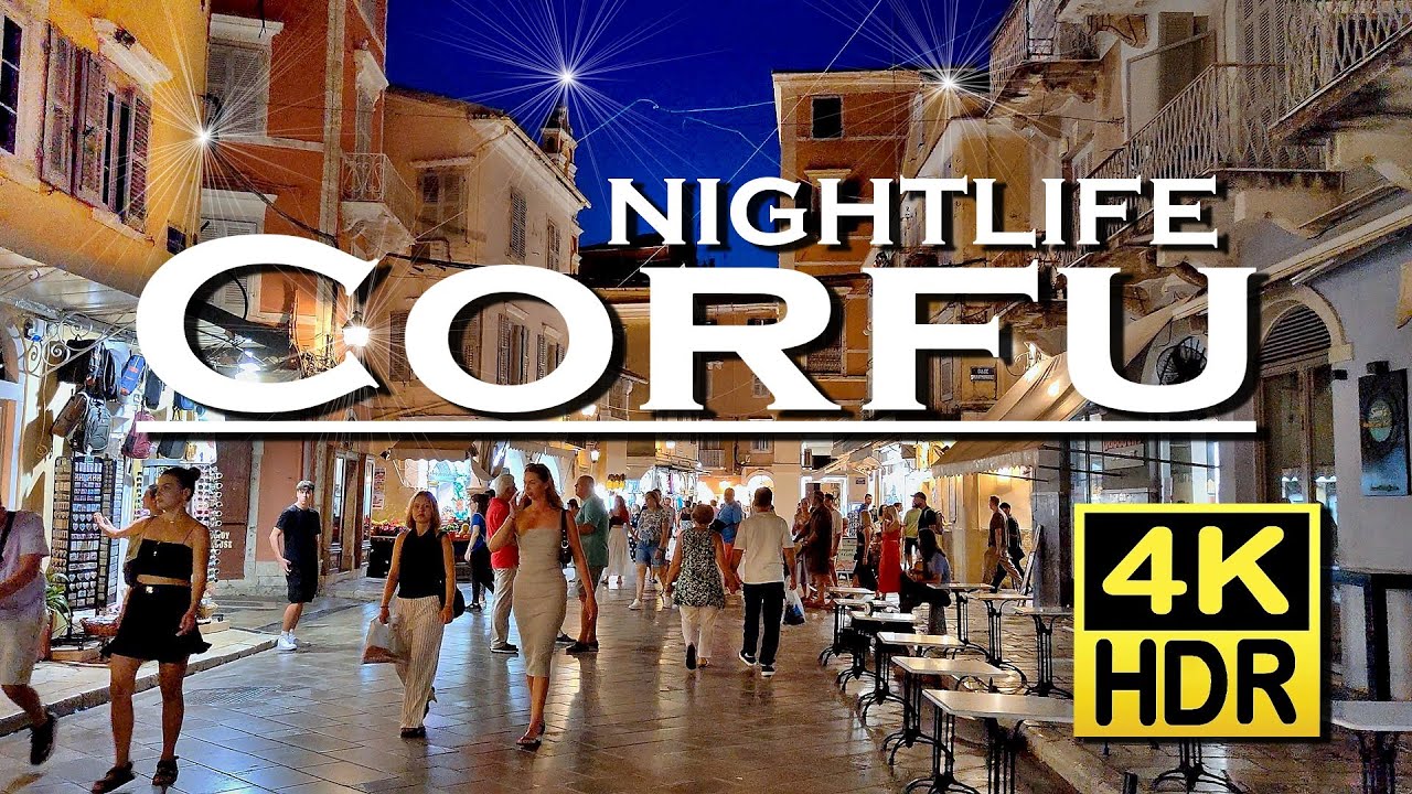 Corfu Old Town Nightlife, Restaurants, Bars, Shops in 4K HDR (UHD) 💖 The best places 👀 Walking tour