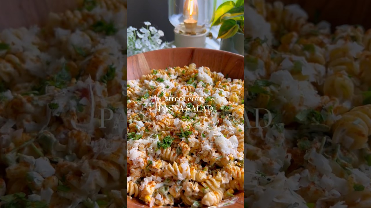 street corn pasta salad 🌽🌶️recipe is on my blog kennascooks.com #streetcorn #easyrecipe #pasta