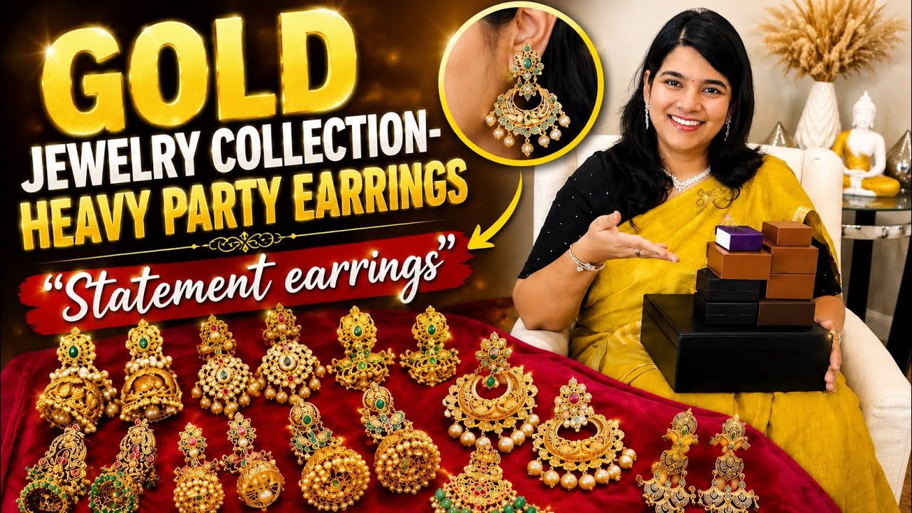 My Gold Jewelry Collection | Big PartyWare Earrings #teluguvlogsfromusa #goldjewellery