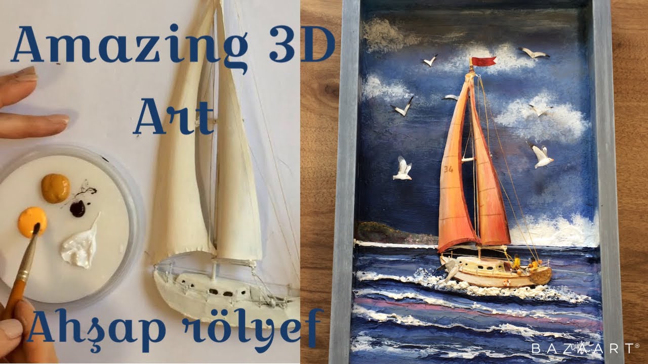 🎨 Изготовление парусной лодки Diorama Relief 3D