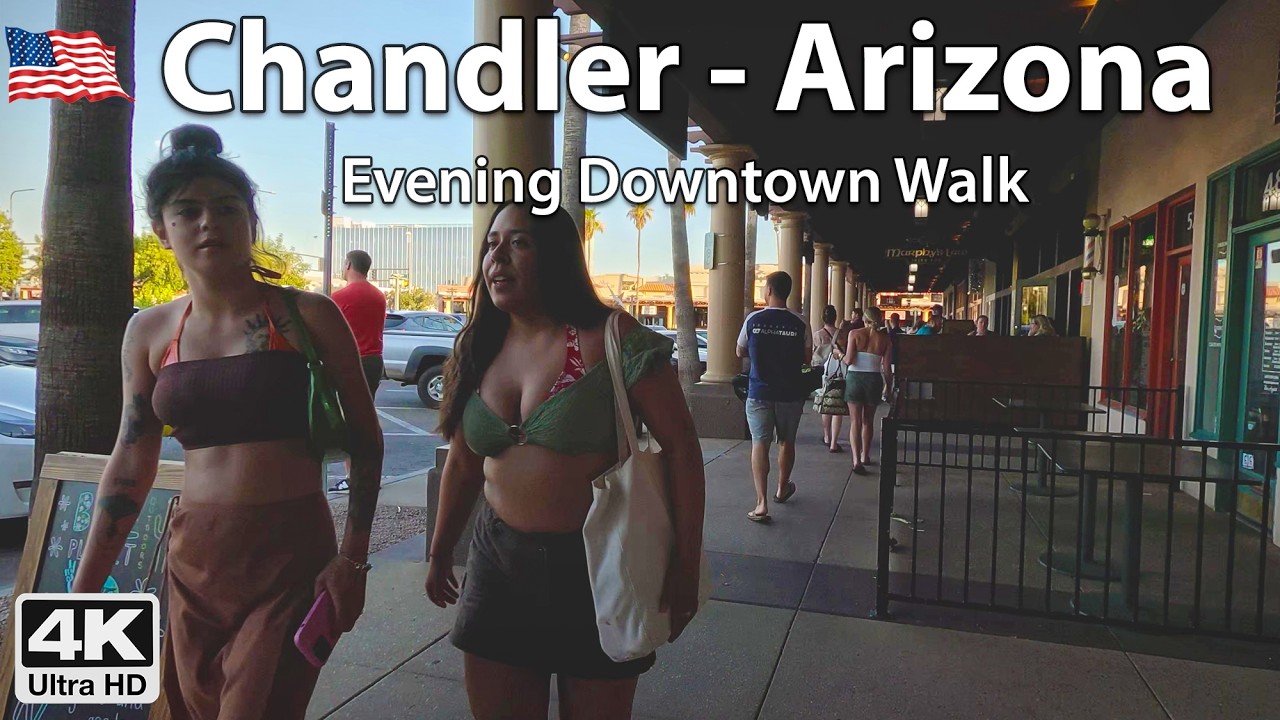 🌴Phoenix Valley 🌞 Downtown Chandler, Arizona 🍻 4K Virtual Walking Tour, USA
