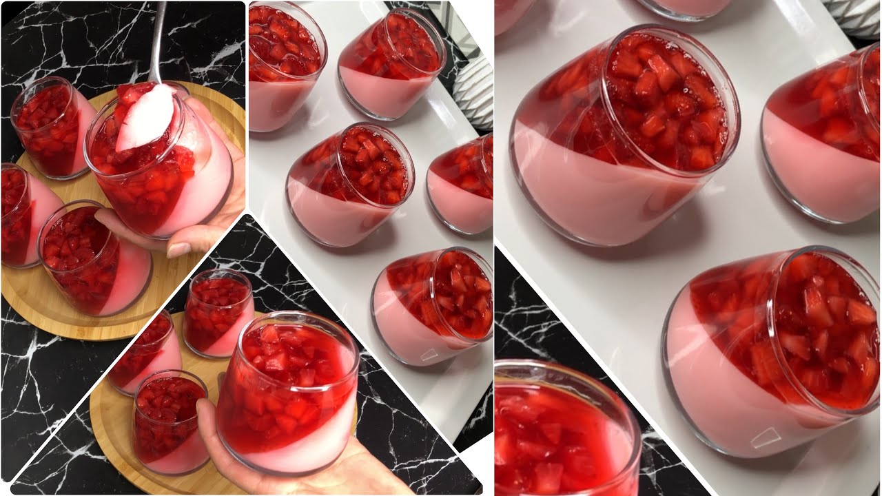 🍓 تحلية الطبقات بنكهة الفراولة على طريقة Djamilacooks: الجمال والطعم معًا!#Djamilacooks #حلوى_طبقات 
