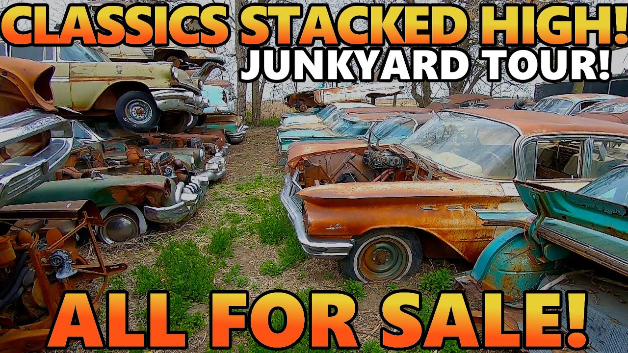 Old Classic Cars & Trucks For DAYS! Stacked 3 Cars High! DONT MISS This Junkyard Tour! ALL FOR SALE!