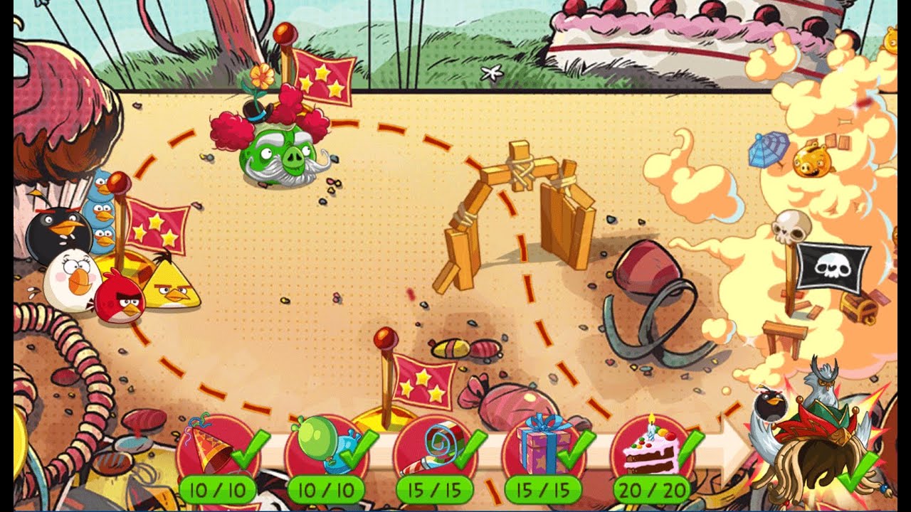 прохождение события «Эпическая вечеринка в честь годовщины» в игре Angry Birds!