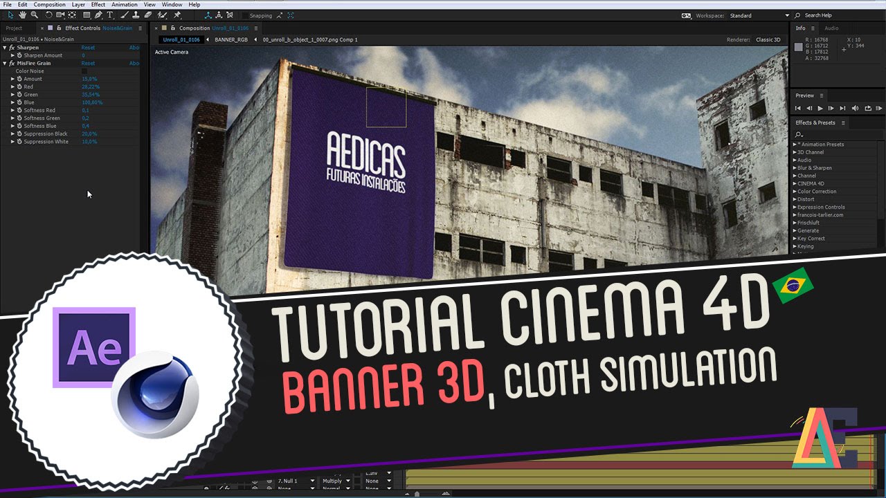 Tutorial Cinema 4D - Banner 3D Cloth Simulation