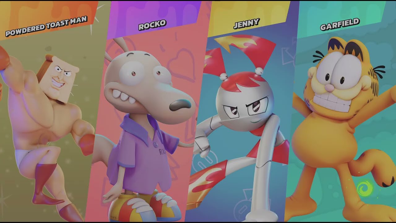 Powdered Toast Man Vs Jenny Vs Rocko Vs Garfield|Nickelodeon All-Star Brawl