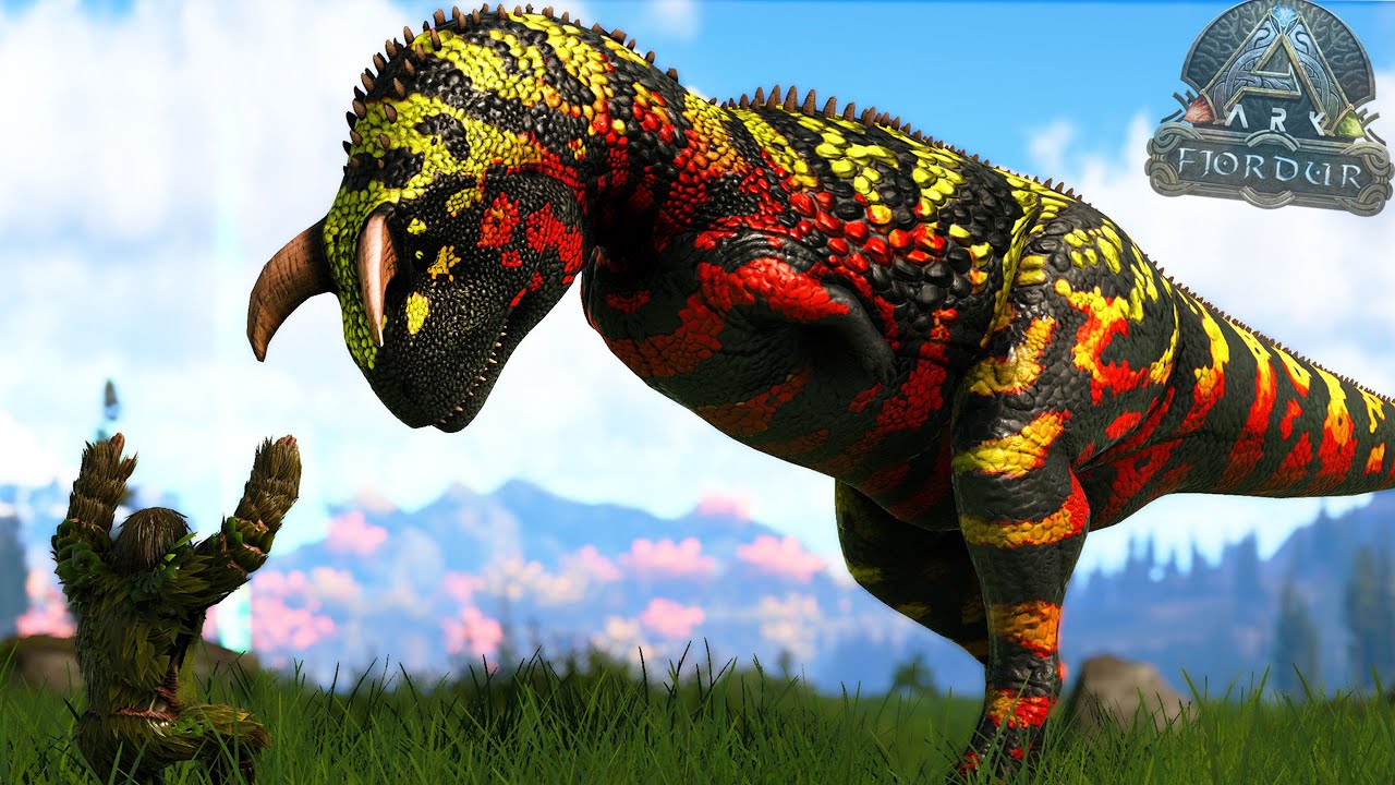 NUEVOS CARNOTAURUS MAS RÁPIDOS Y LETALES ME ATACAN!! Paleo Carno dinosaurio con cuernos ARK Fjordur