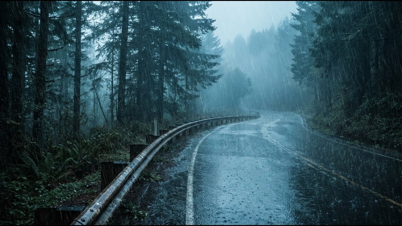 Rain Sounds For Sleeping 99% | Calm Forest Road Rain for Instant Sleep