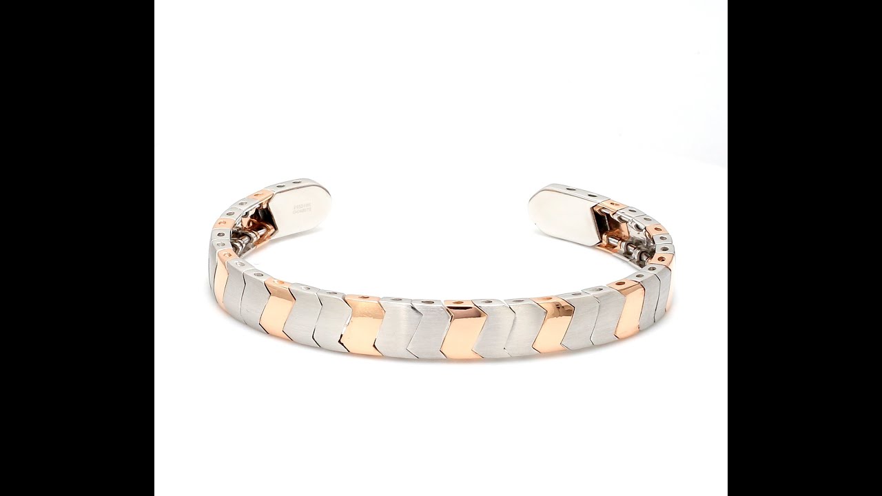 Men of Platinum | Rose Gold Fusion Cuff Bracelet for Men JL PTB 649