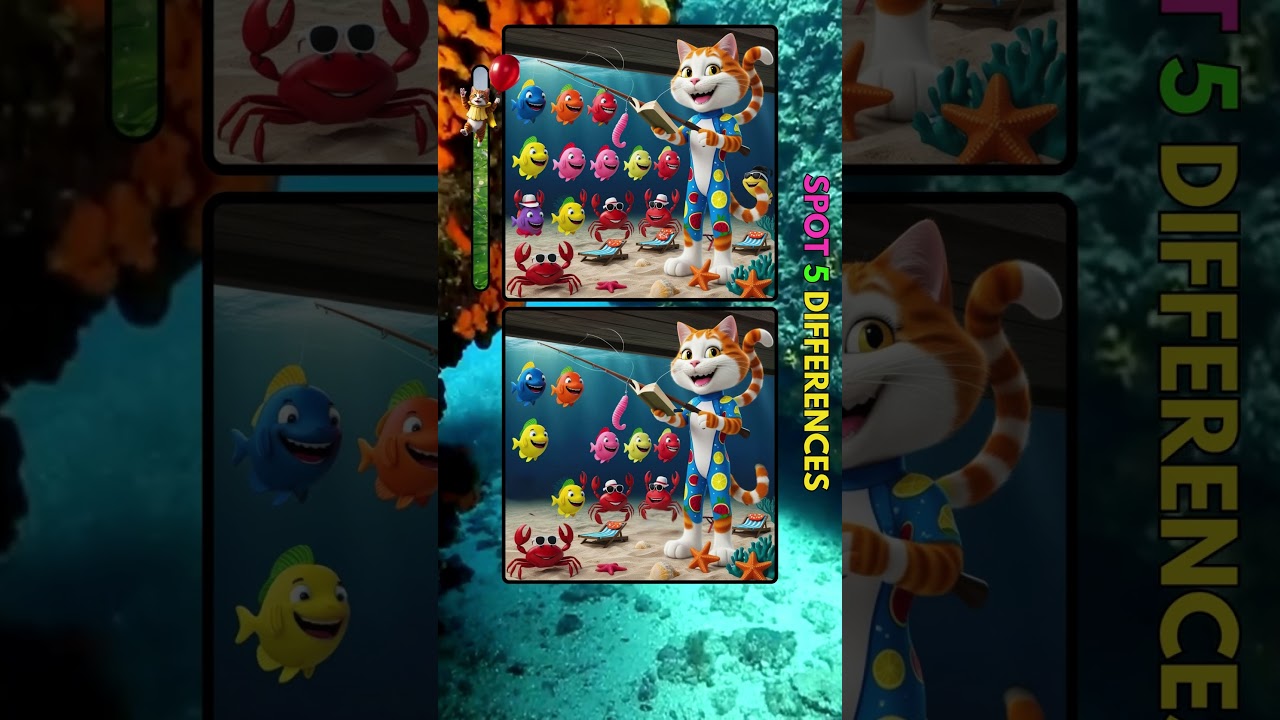 Sea Pals | Kids Games | Spot 5 Differences 🐠🌊 🔍 #sealife #ocean #kidsgames #games #freegames #quiz