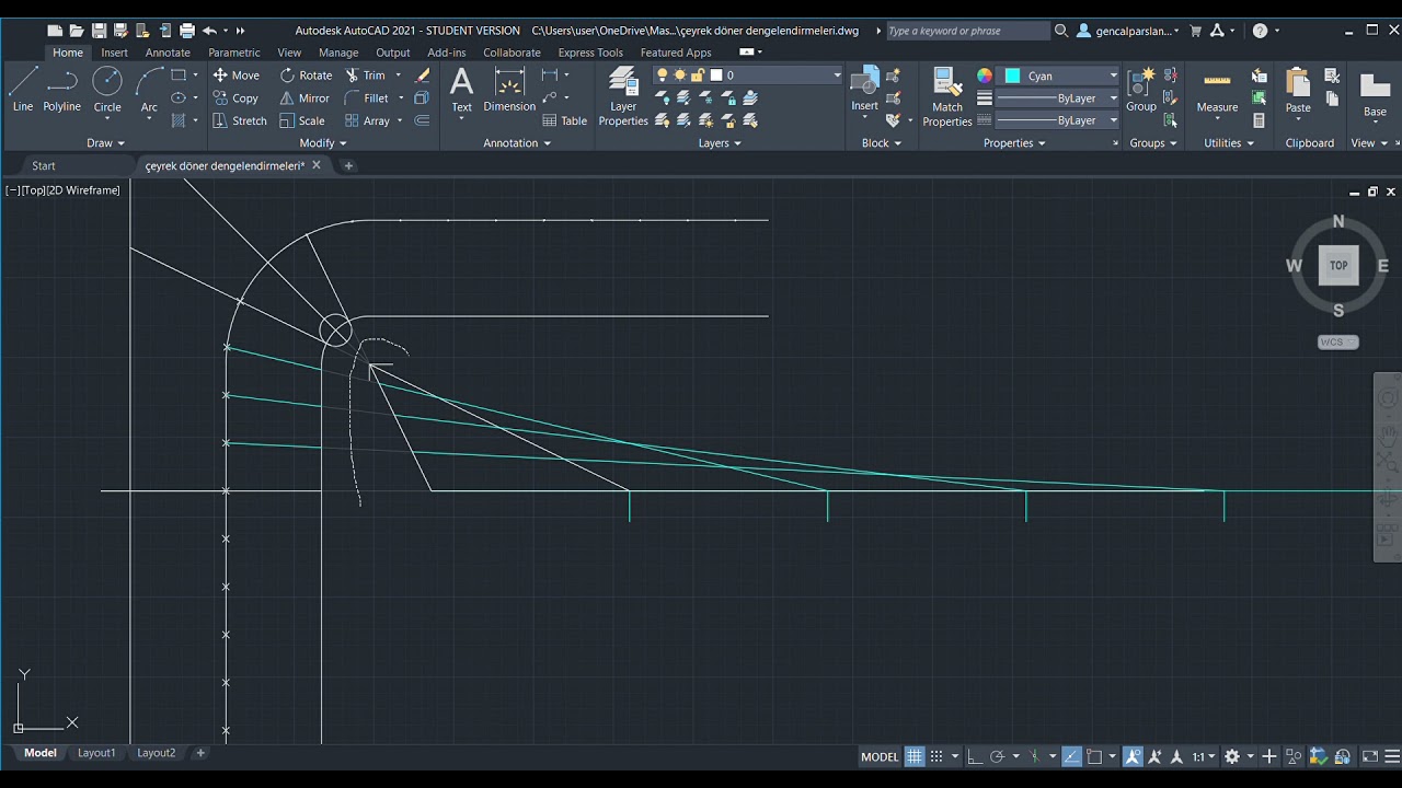 AUTOCAD çeyrek döner merdiven dengelendirmeleri 2