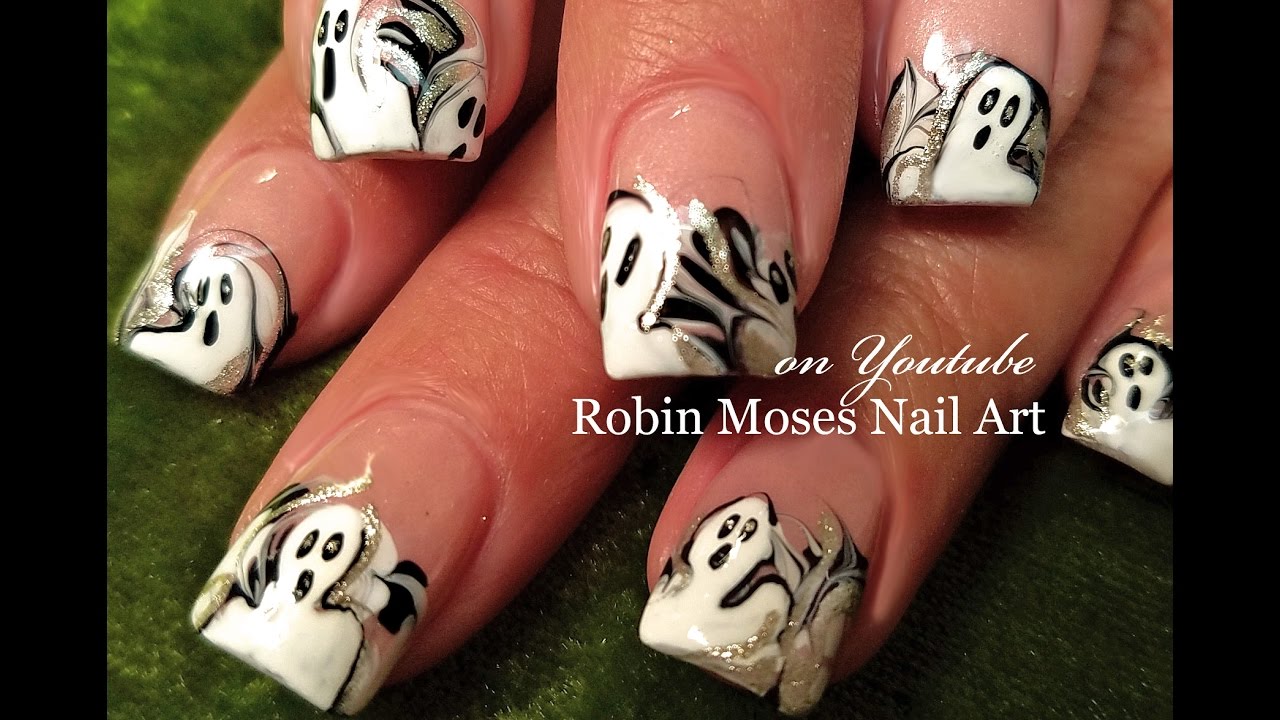 Halloween Drag Dry Marble Nails | Chrome Ghost Nail Art Design Tutorial