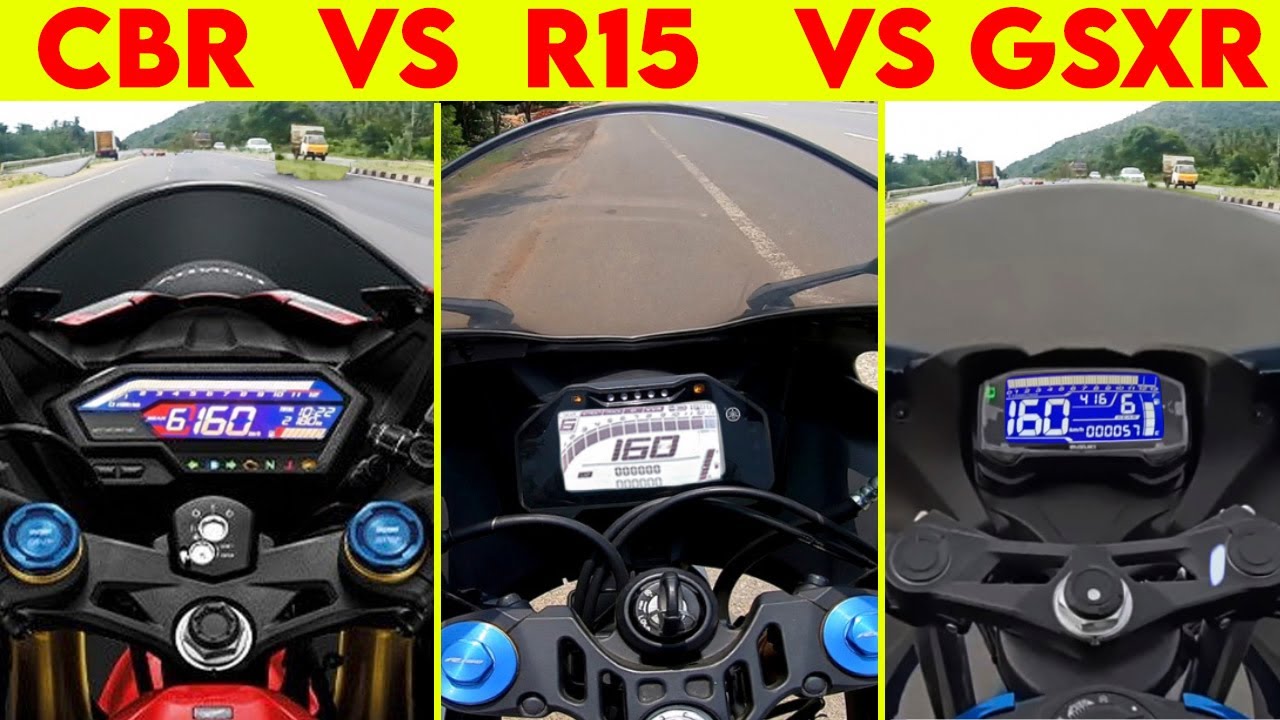 CBR 150R VS R15 V4 VS GSXR 150 | 0 TO 100 | TOPSPEED BATTLE