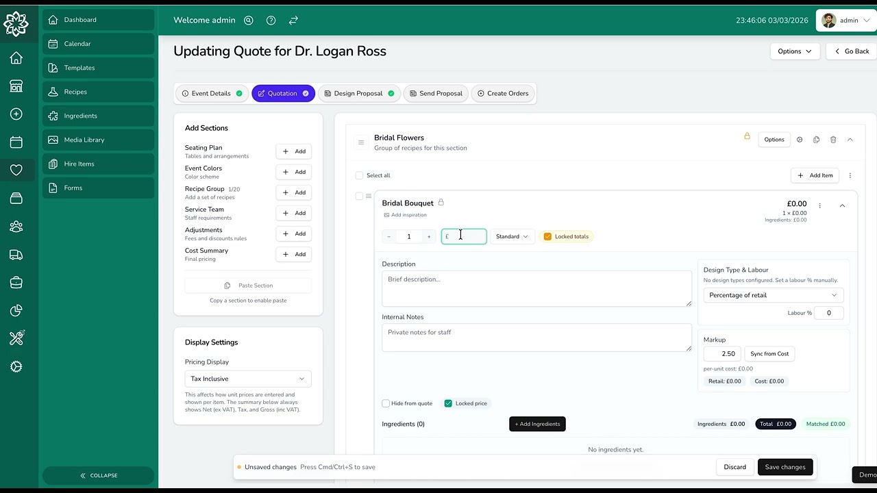 Digital Florists   Events   Creating a template