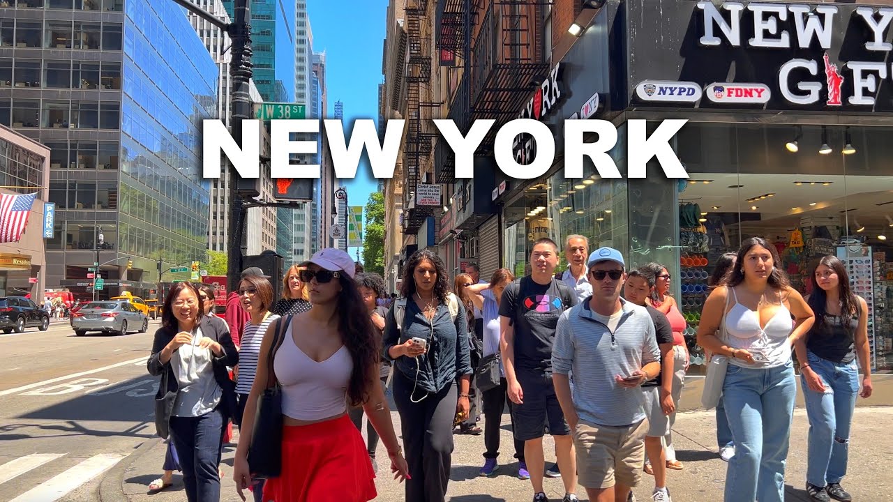 Midtown Manhattan 4K NYC Summer Walk July 2024 : 80F Sunny Morning Walking Tour in New York City