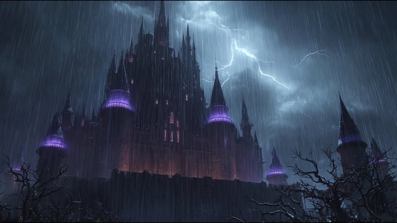 Stormy Night at Gothic Castle | Rain & Thunder Ambience for Sleep, Study, Dark Fantasy Relaxation