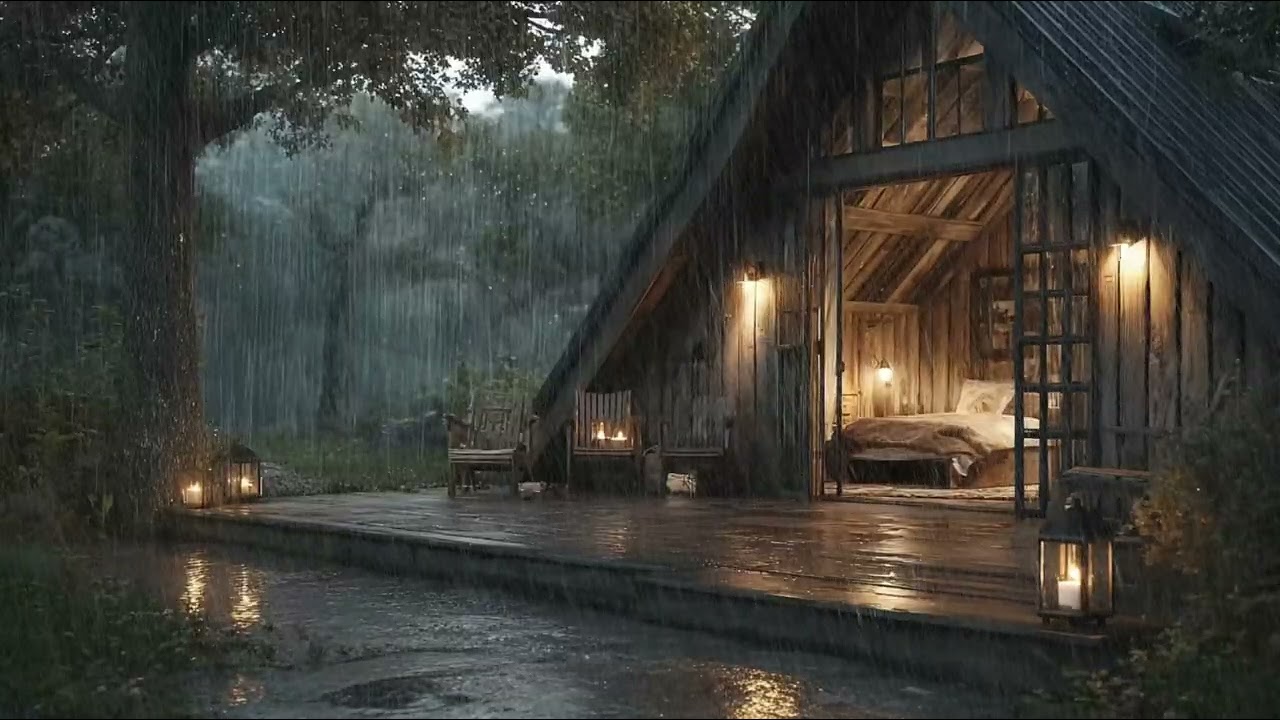 Cozy Bedroom Rain Sounds for Deep Sleep 🌲 Peaceful Forest Night Rain for Relaxing Sleep and Study
