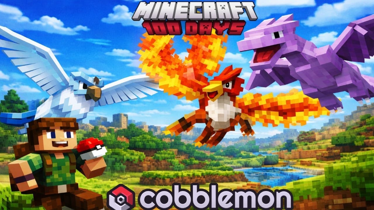 Я выжил 100 дней с легендарными покемонами летающего типа в игре Cobblemon.