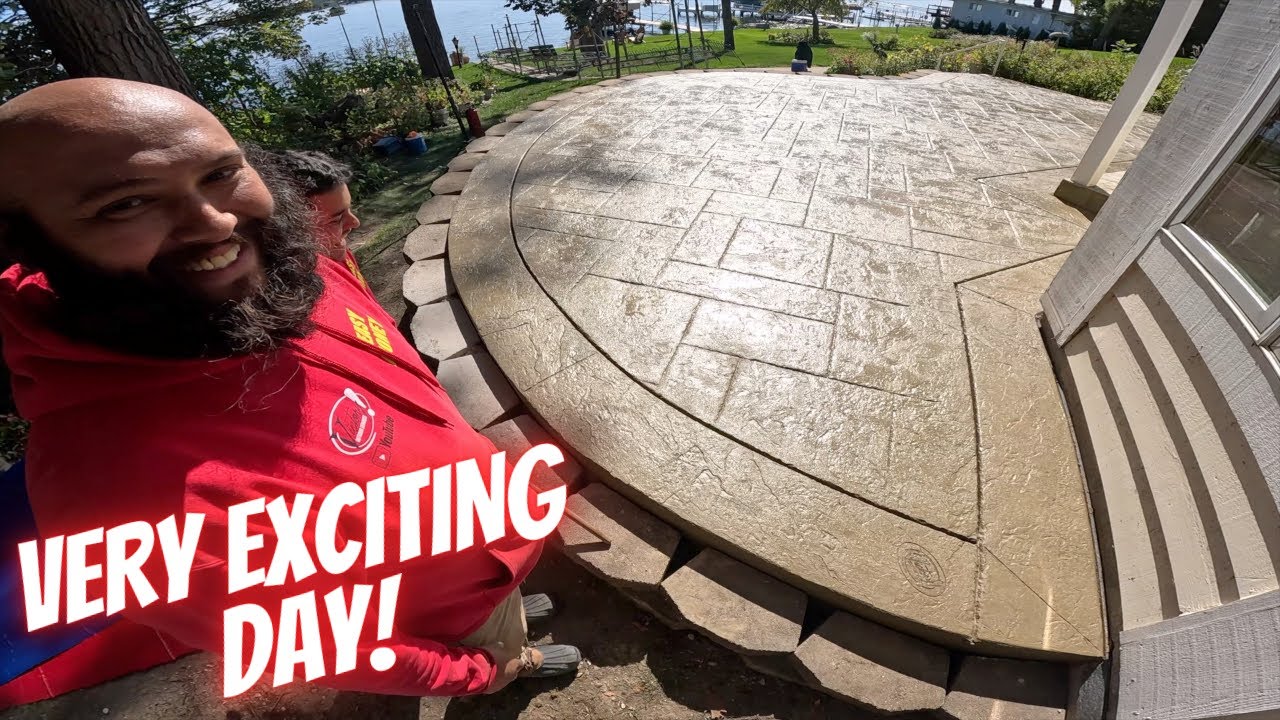 New stamped patio and ELECTRICITY! Finally!