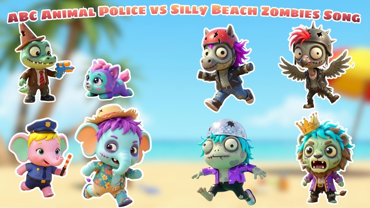 Animals vs Beach Zombies! 🧟‍♂️🏖 ABC Song for Kids (A–Z Animal Police)