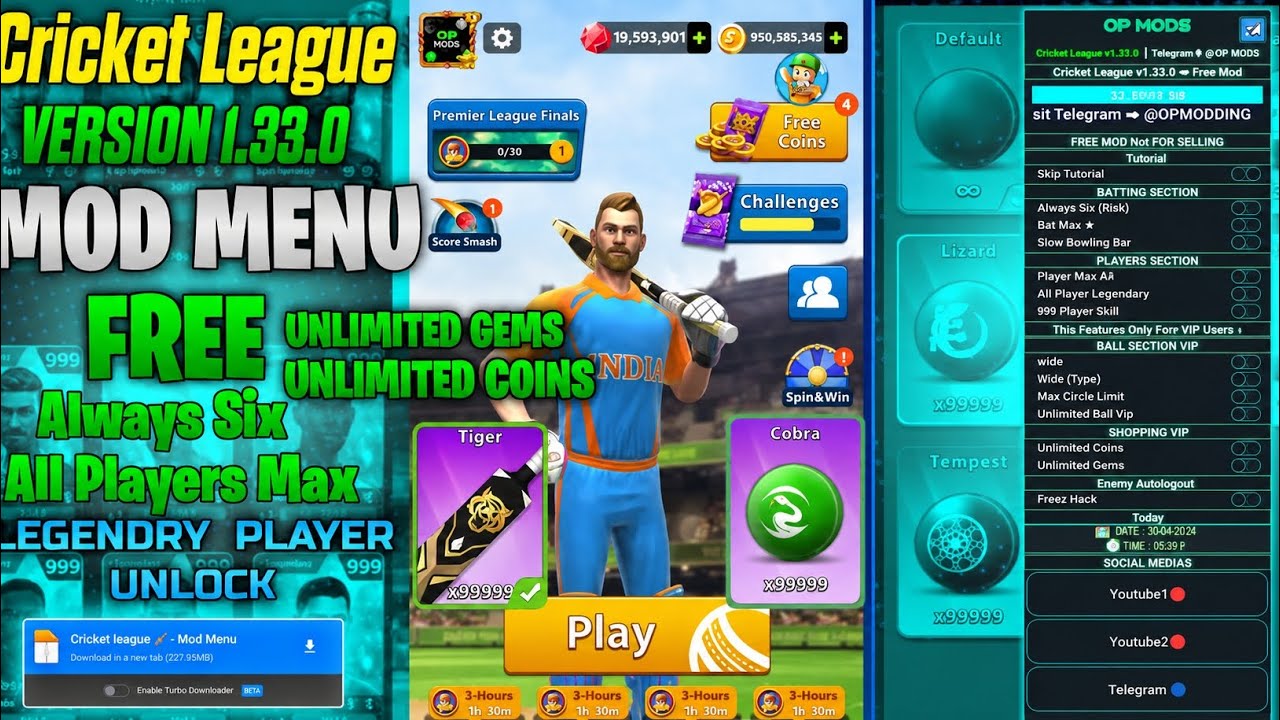 🏏 Cricket League Mod APK Latest Version | Unlimited Coins 💰 | All Players Unlocked | v1.33.0