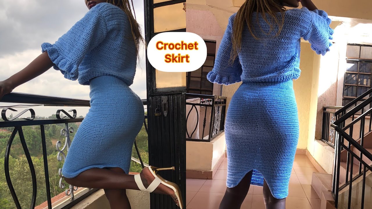 Easy crochet pencil skirt/Back slit crochet Skirt