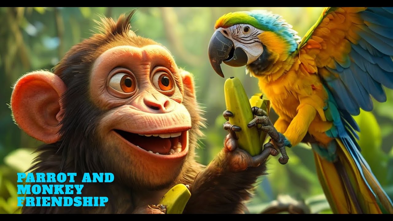 Cartoon Adventures for Kids | kids Bedtime story Cartoon Series | Parrot and Monkey friendship story