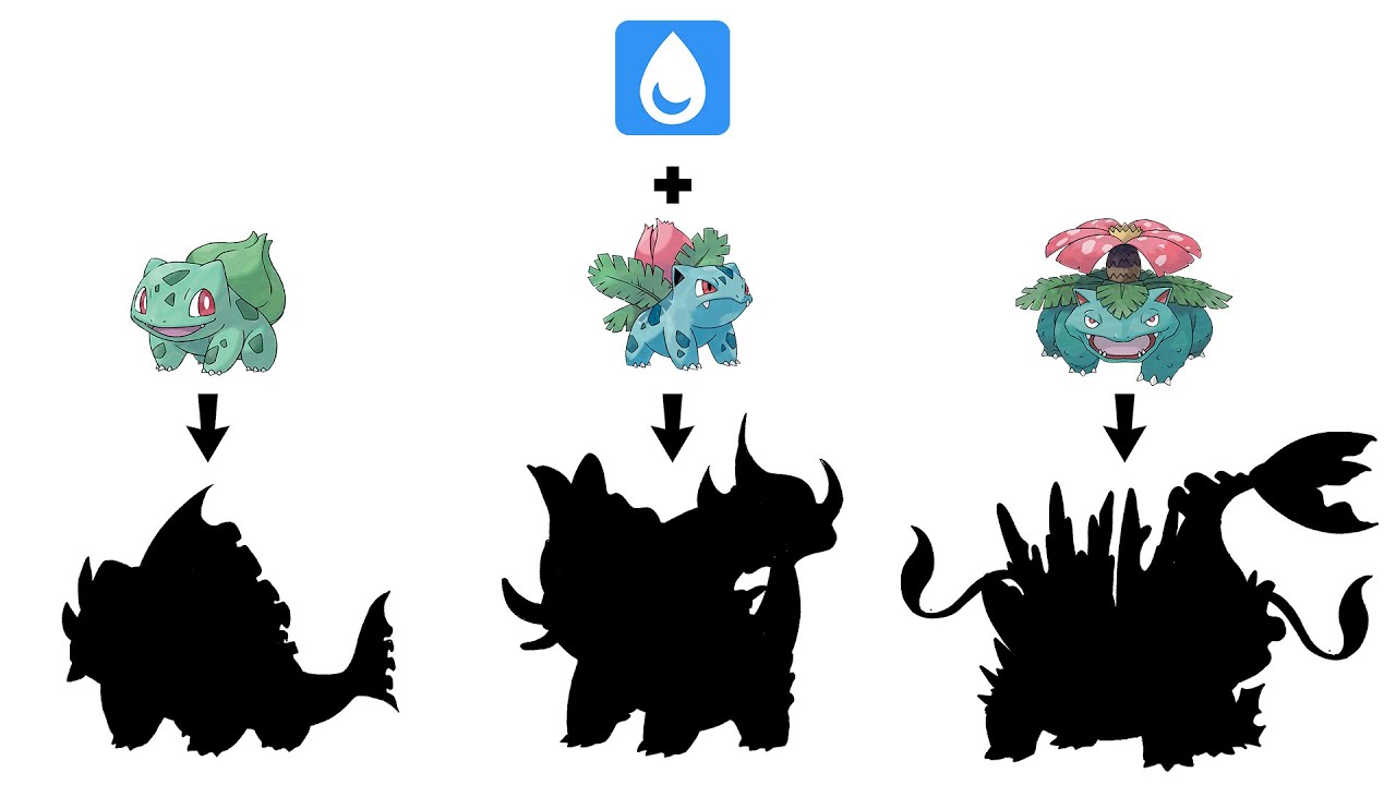 Bulbasaur, Ivysaur and Venusaur swap to the Water Type Pokemon