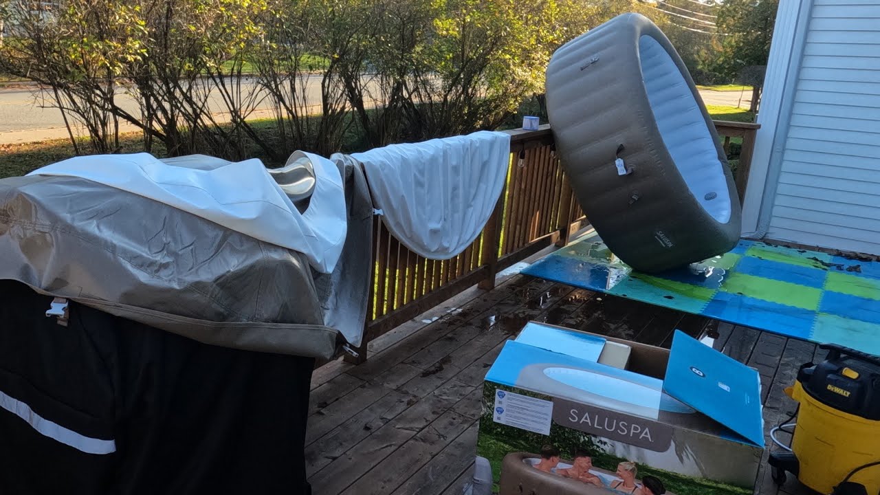 Как почистить, спустить воздух и упаковать надувную гидромассажную ванну Saluspa на зиму