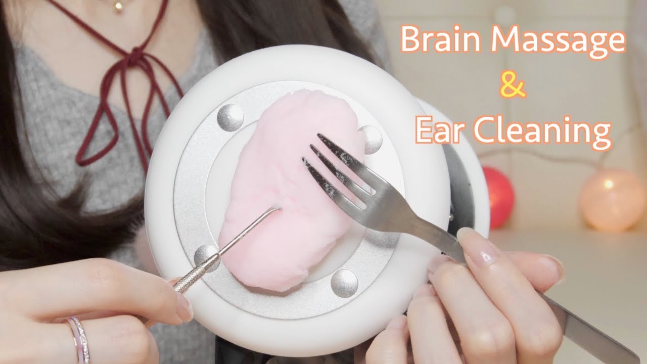ASMR クラウドスライム耳かき 脳マッサージ：Brain Massage & Ear Cleaning with Cloud Slime 囁き/Whispering