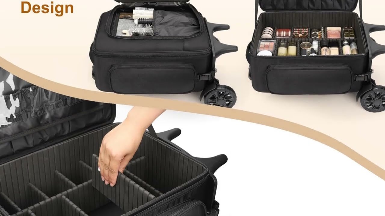 Relavel Rolling Makeup Case 💄 Travel in Style & Organization | Large Capacity with Lock & Dividers