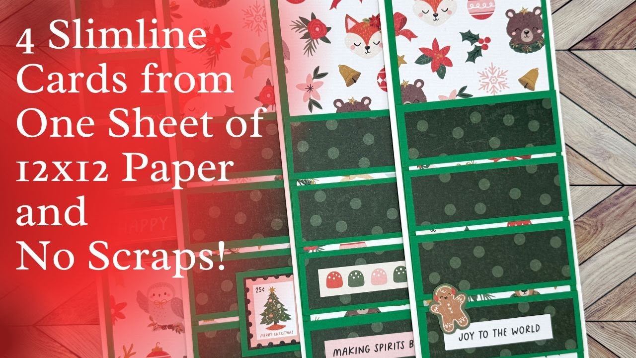 Christmas Cards from 12x12 Patterned Paper without Scraps | Slimline Cards