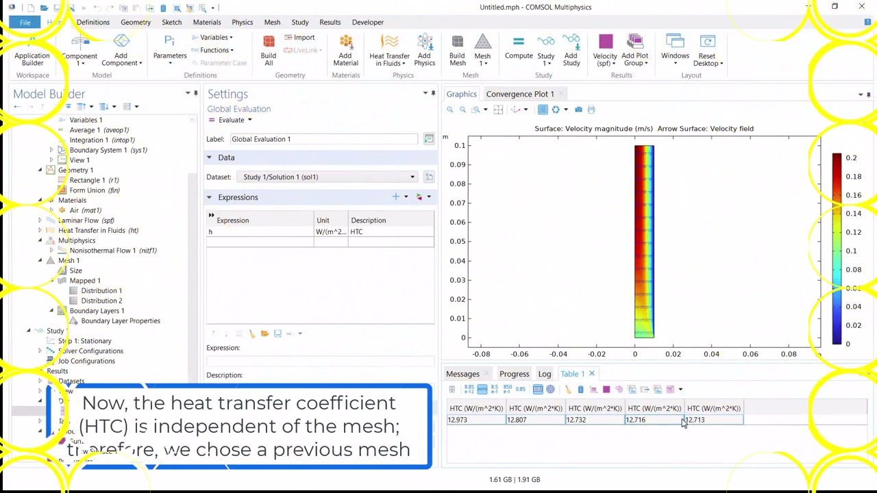 COMSOL: Fluid Flow and Heat Transfer in a pipe